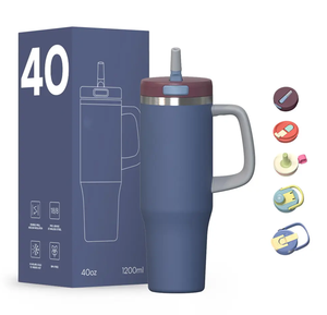 Taza de coche multifuncional de 40OZ, mango de acero inoxidable 304, boca ancha, tapa múltiple, aislamiento al vacío para frío y calor - Product Image 6