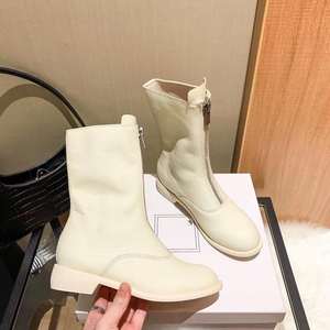 รองเท้าบูทหนังหุ้มข้อกลางน่องสไตล์พังก์สำหรับผู้หญิง พร้อมซิปด้านหน้า ดีไซน์แบบมอเตอร์ไซค์ - Product Image 5