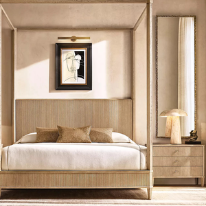 Table d'appoint en marbre de luxe moderne américaine, commode <span class=keywords><strong>à</strong></span> 6 tiroirs, ensemble de meubles de chambre <span class=keywords><strong>à</strong></span> coucher en bois pour hôtels 5 étoiles et appartements - Product Image 4
