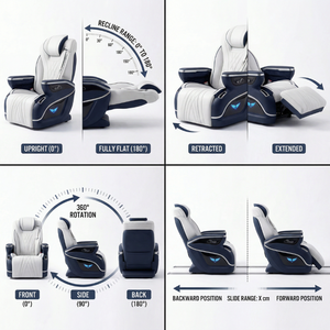 Fauteuil de capitaine inclinable à gravité zéro CARRIDE en cuir de luxe, pivotant à 360°, avec siège chauffant, ventilé et massant, couleur personnalisable pour camping-car - Product Image 6