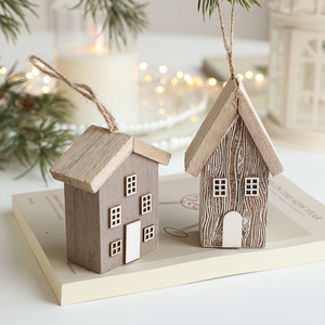 Casa de Navidad en Miniatura de Madera Maciza, Adorno Colgante para Árbol, Decoración Creativa, Pieza Decorativa - Product Image 3