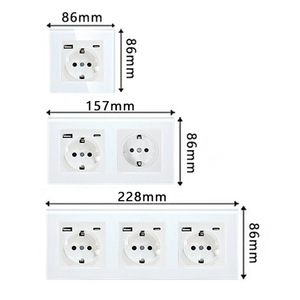 R-Series 86 European Standard Wall <b>Socket</b> <b>With</b> <b>Usb</b> And Type-C Ports Glass Panel Recessed Round Box Installation - Product Image 2