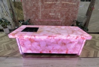 Superbe table en onyx rose, table basse, table à manger en dalle de pierre naturelle, meuble-lavabo de salle de bain