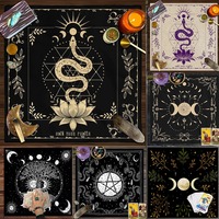Nappe d'autel de tarot faite à la main, imprimée serpent doré et dragon, fournitures de sorcellerie, décoration intérieure, art mural, spiritualité, sorcellerie