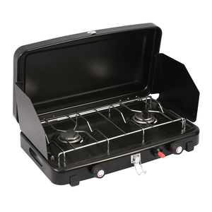 BBQ-118 Cuisinière à <span class=keywords><strong>gaz</strong></span> GPL portable en acier inoxydable à double usage pour la cuisson en extérieur, idéale pour les camping-cars, avec allumage électronique, hautement efficace - Product Image 1