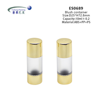 Bouteille de fard à joues en plastique doré de luxe de 10ml, contenant de fond de teint liquide vide avec logo personnalisé, vente en gros de rouleau de lotion sur sérigraphie