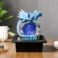 Personnalisé Bleu Polyrésine Dragon Fontaine Nautique Mignon 3D LED-Lit Mythique Créature Sculpture Décor À La Maison Souvenir Artistique Peint