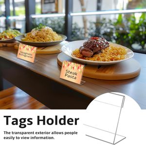30pcs Modern <strong>Small</strong> 3.5\&quot; X 2\&quot; Acrylic Sign Holders Mini Clear Plastic <strong>Table</strong> Counter Top <strong>Stand</strong> for Party Buffet Retail Price - Product Image 4