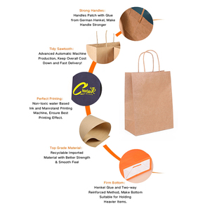 Túi giấy kraft thân thiện với môi trường có thể tái chế với bông xử lý Logo tùy chỉnh và in flexo để quảng bá thực phẩm và sử dụng thủ công - Product Image 4