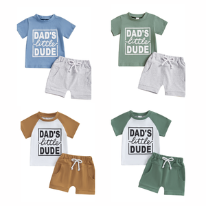 Ensemble de vêtements pour bébé en coton RTS, deux pièces avec short et t-shirt, impression personnalisée pour les nouveau-nés - Casual d'été pour garçons - Product Image 3