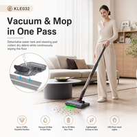 Aspirateur 2-en-1 à main et sur pied avec tête LED pour sols durs, tapis et poils d'animaux, rechargeable par Type-C