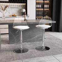 Chaise de bar minimaliste moderne avec dossier en acrylique transparent Tabouret haut créatif pour usage domestique