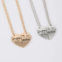 Sense Jewelry Collier mère-fille plaqué or 18 ct Collier cœur pour la fête des mères