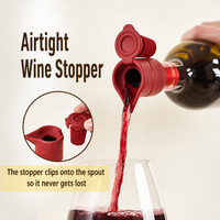 Bouchon verseur de bouteille de vin en silicone réutilisable 2-en-1, étanche, de qualité alimentaire, avec bec verseur pour bar et cuisine - Vente en gros