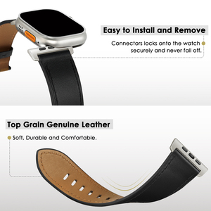 Bracelet de montre en cuir véritable habillé Vintage anti-transpiration pour <span class=keywords><strong>Apple</strong></span> I <span class=keywords><strong>Watch</strong></span> Band 49mm/<span class=keywords><strong>45mm</strong></span>/44mm/42mm/41mm bracelets en cuir pour montres - Product Image 5