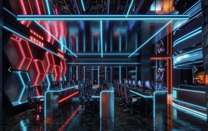 Conception moderne de café internet pour l'e-sport, rendu 3D, plans CAO d'une arène de jeu professionnelle, solution de projet complète pour centre de jeu - Product Image 2
