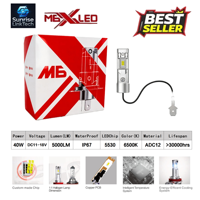 Phares LED de voiture SunRise M6X H3 12V 40W 4400LM 6500K IP67 étanches avec système de refroidissement Canbus Plug and Play, ajustement universel