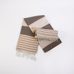 Toalla Turca a Rayas de Bambú Orgánico y Algodón, Ayseliza Fouta, Reversible, de Lana, Poliéster Reciclado, Peshtemal, Ecológica y Natural - Product Image 1