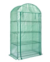 Serre à 4 niveaux 140g protection UV PE couverture avec fermeture éclair porte enroulable 4 étagères mini jardin serre