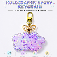Porte-clés personnalisé en acrylique époxy avec impression UV holographique CNAWO, charme brillant