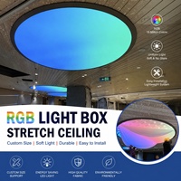 Boîte à lumière en tissu extensible PVC à LED RVB à changement de couleur, idéale pour les salles d'exposition automobiles, les studios de danse et les plafonds de bars