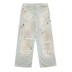 Jeans Homme Personnalisés à Rayures Fines Style Urbain, Coupe Large, Double Genou, Denim Oversize, Rayures Bleues et Blanches, Jean Baggy pour Homme - Product Image 4