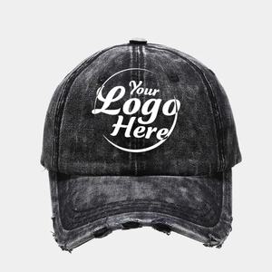 Casquette de baseball OEM unisexe en denim vieilli personnalisée 6-Panel Vintage Dad Hat casquettes de baseball - Product Image 2