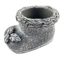 Pot de fleurs moderne en ciment fait main en forme de chaussures de Noël, écologique, pour plantes succulentes et cactus, utilisation extérieure