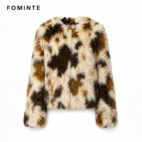 Veste de luxe pour homme en fausse fourrure imprimée vache, manteau d'hiver chaud et épais en peluche, streetwear tendance, en stock