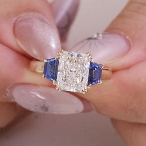 Anillo de Joyería Fina Personalizado, Anillo de Oro Sólido de 10K con Diamante Cultivado en Laboratorio de 4CT, Corte Radiante, Certificado IGI, Anillo de Compromiso - Product Image 1