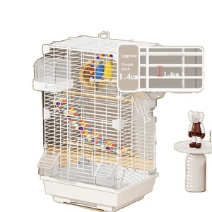 Gabbia di Lusso per Pappagalli Bianco Perla con Mangiatoia e Abbeveratoio Automatici, Grande Villa per Piccioni, Gabbia Ornamentale in Metallo - Product Image 1