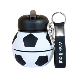 Botella de Agua de Silicona Plegable de 550 ml, Libre de BPA, con Forma de Balón de Fútbol para Niños, Diseño con Anillo para Llavero, Apta para Agua Hirviendo - Product Image 5