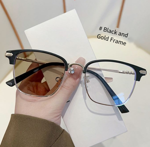 色を変えるメガネハーフフレームフレームアンチブルーライトインテリジェントフォトクロミック茶色メガネ - Product Image 2