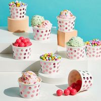 Gobelet jetable à paroi simple pour desserts animaux, yaourts, crèmes glacées, avec impression personnalisée et couvercle transparent, pour magasins, cafés et fêtes