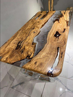 Table de conférence moderne de luxe au design royal, rivière en résine époxy durable en bois de noyer massif pour bureau, hôtel, salle à manger