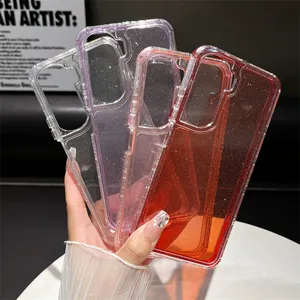 Hot selling 3 in 1 shockproof glitter back fundas phone case glitter translucent case for Redmi Note 13 13pro A3