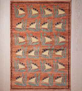 Hand Knotted Oushak <b>Rug</b> Green <b>Blue</b> Turkish Wool Area Carpet Oriental Floral Design Vintage Style Living Room Decor - Product Image 1