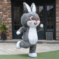 Funtoys Mascotte gonflable en forme de lapin, costume de personnage de dessin animé en peluche, Halloween, Pâques, Noël, personnalisable pour adulte