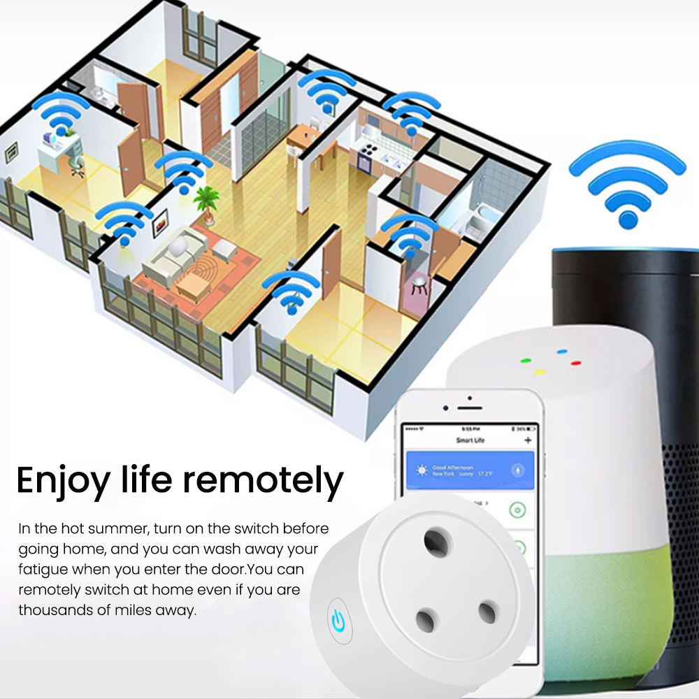 HONPNK Tuya Remote Control Intelligent Socket in Standard WiFi Smart Plug Compatible with Alexa Google Home