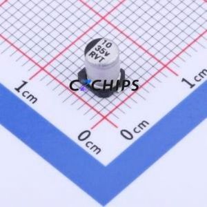 Condensateur électrolytique en aluminium SMD RVT1V100M0405 10UF 35V, D4xL5.4mm 20% 15mA-120Hz - Product Image 1