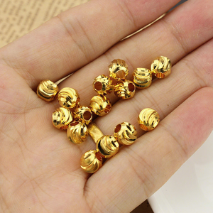 JS1157 Cuentas Redondas de Calabaza Corrugada en Oro y Plata de 14K, <span class=keywords><strong>Abalorios</strong></span> Espaciadores de Metal Tallados con Corte de Luna para Joyería - Product Image 3
