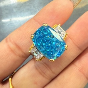 Fashion Jewelry Eco-friendly Copper Gold Plated 12*16mm Multicolor Zircon Vintage 3 Stone <b>Adjustable</b> <b>Ring</b> for Women - Product Image 5