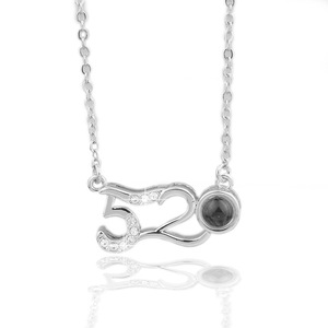 Bijoux fantaisie, collier en argent 925 avec zircon, projection photo « Je t'aime » en 100 langues, fiançailles, mariage, fête, écologique - Product Image 3