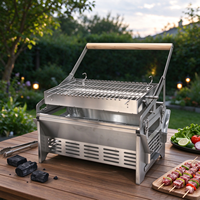 Barbecue au charbon de bois pliable moderne, portable, pour extérieur, réversible, en acier inoxydable, sans fumée