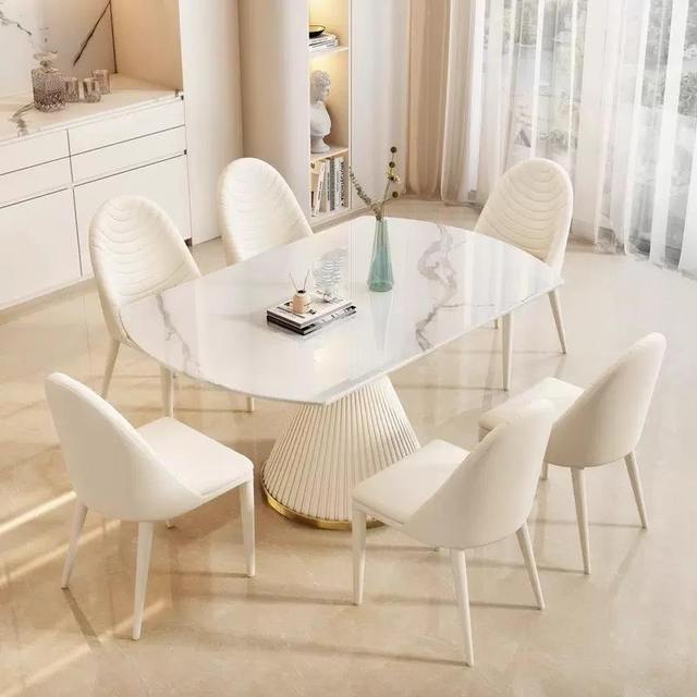 Modern Large Marble Top Dining Table Rotating Lazy Susan 8-10 Persons Family Kitchen Table Furniture Apartment Living Room