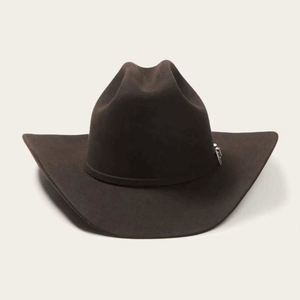 Sombrero de Vaquero 100% Fieltro de Lana, Estilo Stetson con Pluma, Colores Negro/Blanco, Regalo Promocional para Uso Occidental - Product Image 1