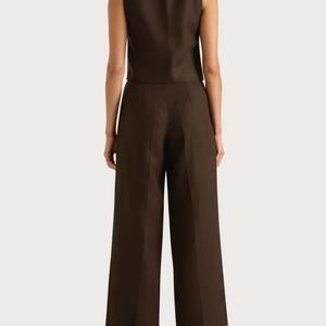 Vente en gros OEM, ensembles pour femmes, veste et pantalon, été, coton et lin, ensemble 2 pièces pour femmes - Product Image 3