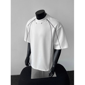 <span class=keywords><strong>T</strong></span>-<span class=keywords><strong>shirt</strong></span> à manches courtes 100 % coton, coupe américaine, style streetwear décontracté, épaules dénudées, raglan, coloré, à volants, motif personnalisé - Product Image 4