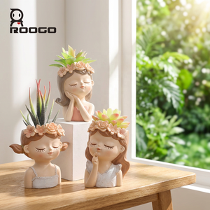 Vaso da Fiori Roogo da 4 Pollici in Resina Fornitore di Tendenza Nuovo Design Fata Portavasi per Piante Grasse da Casa e Giardino all'Ingrosso con Drenaggio - Product Image 1