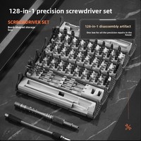 Kit de tournevis de précision miniature 128 en 1 avec embouts magnétiques et poignée en aluminium pour ordinateur portable, PC et téléphone portable